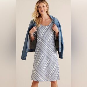 Soft Surroundings Gray Striped Midi Dress